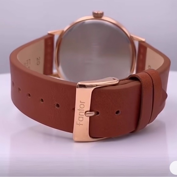 Designer - Fantor Men's Leather Casual Thin Minimalist Chronograph Quartz Watch - Picture 6 of 16